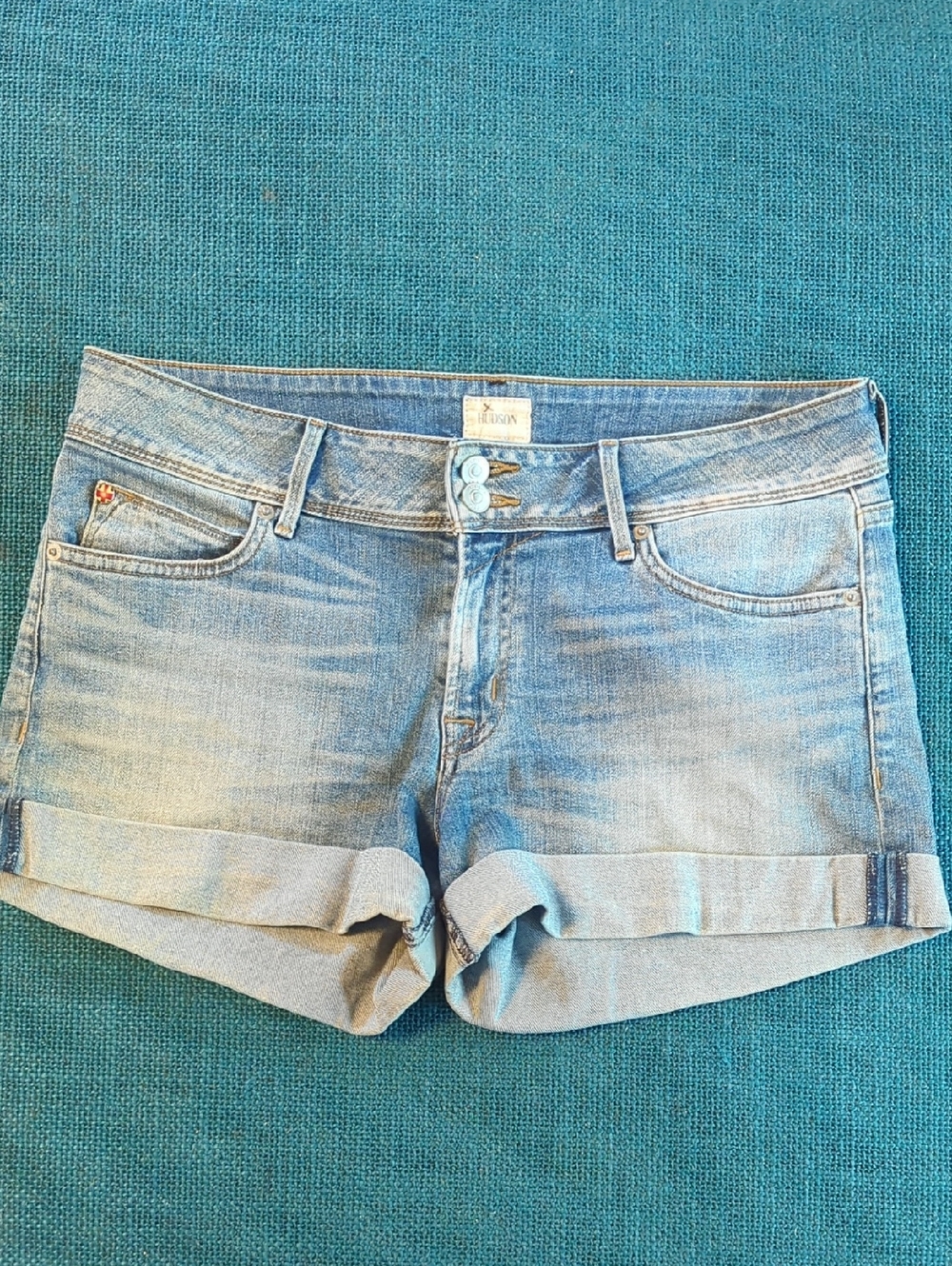 Hudson Jeans Light Blue Rolled Hem Denim Shorts